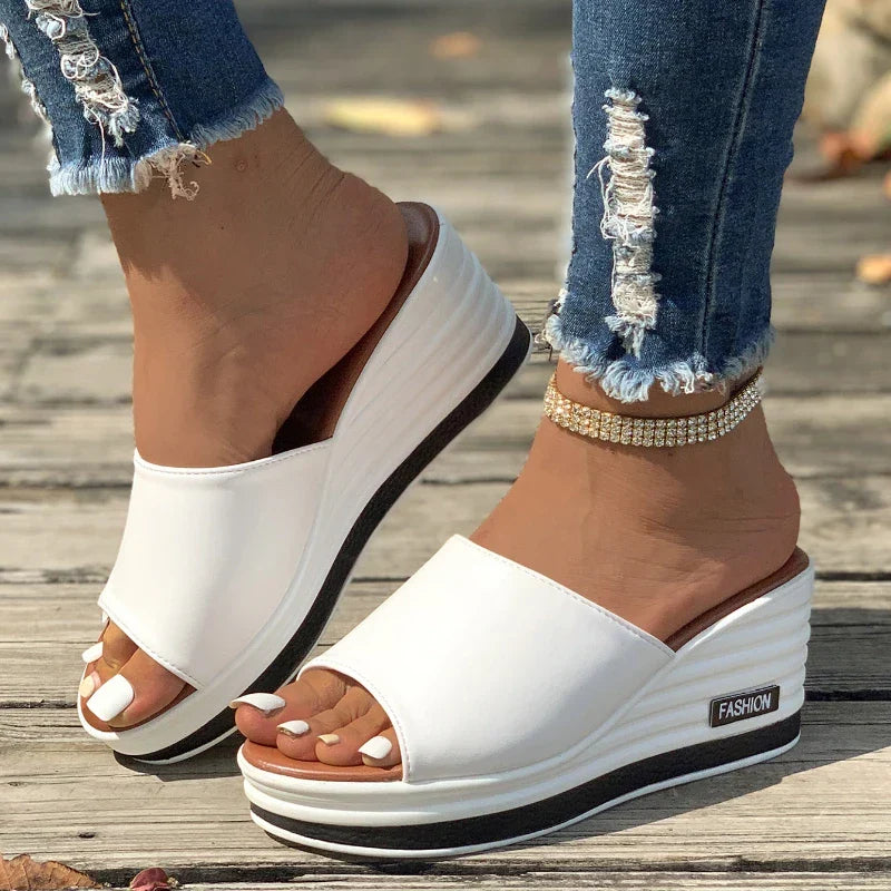 Women’s Wedges Slip On with Open Toe & Platform Sole | Casual