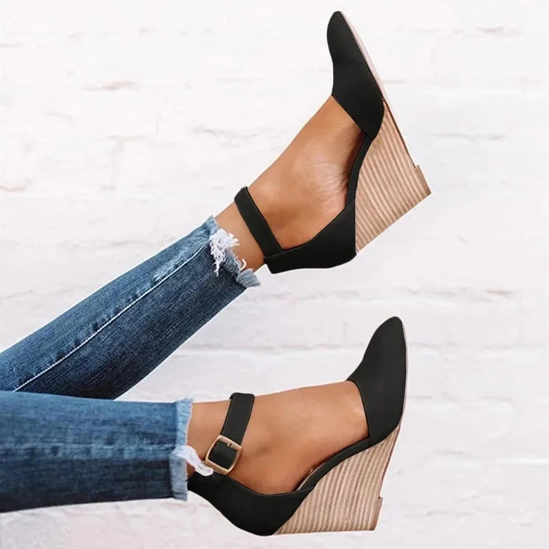 Women’s Wedges with Ankle Strap & Pointed Toe | Closed Toe