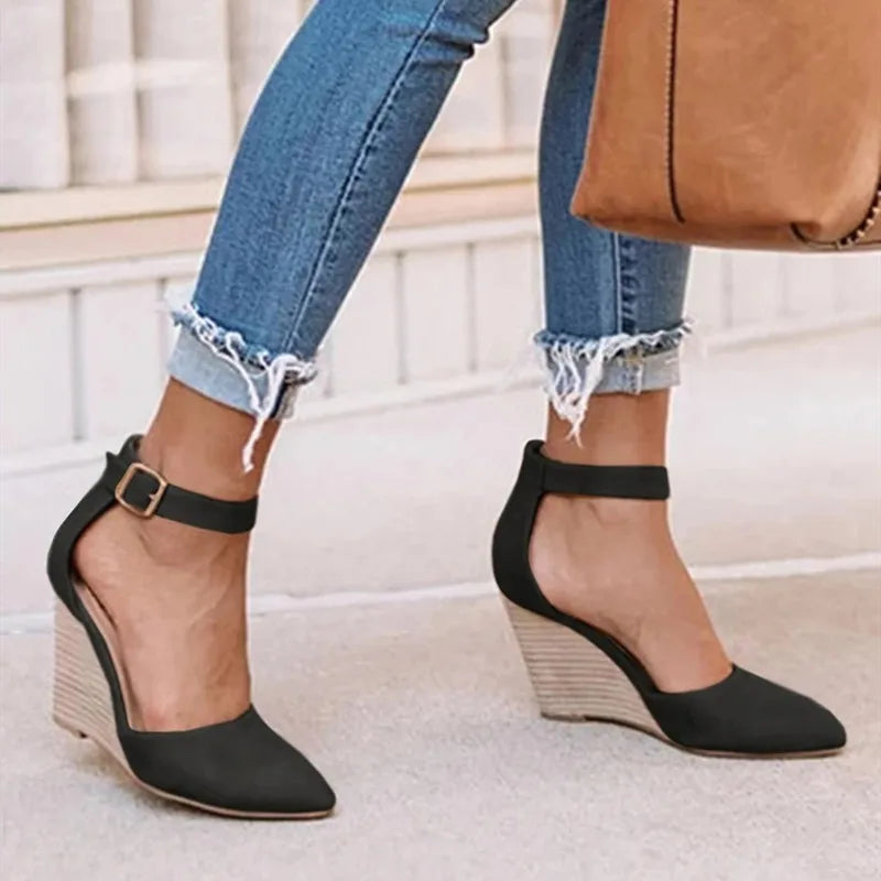 Women’s Wedges with Ankle Strap & Pointed Toe | Closed Toe