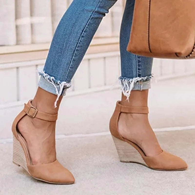 Women’s Wedges with Ankle Strap & Pointed Toe | Closed Toe