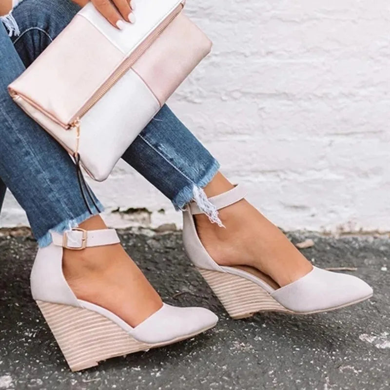 Women’s Wedges with Ankle Strap & Pointed Toe | Closed Toe