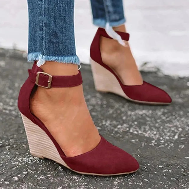 Women’s Wedges with Ankle Strap & Pointed Toe | Closed Toe