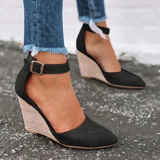 Women’s Wedges with Ankle Strap & Pointed Toe | Closed Toe