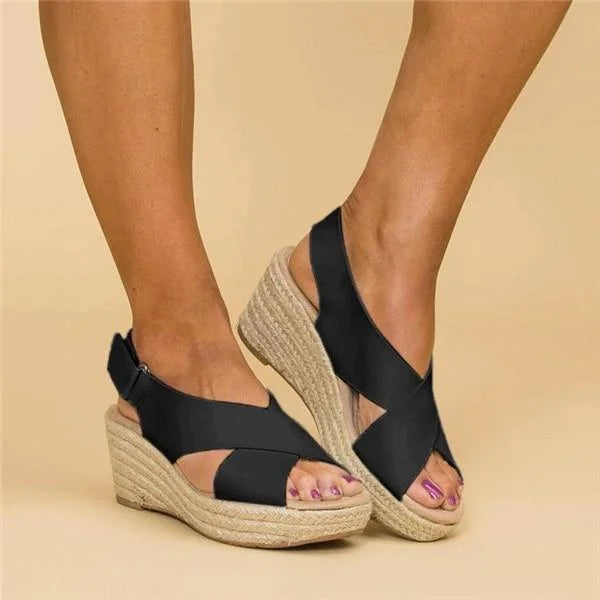 Women’s Wedges with Cross Straps & Espadrille Sole | Summer