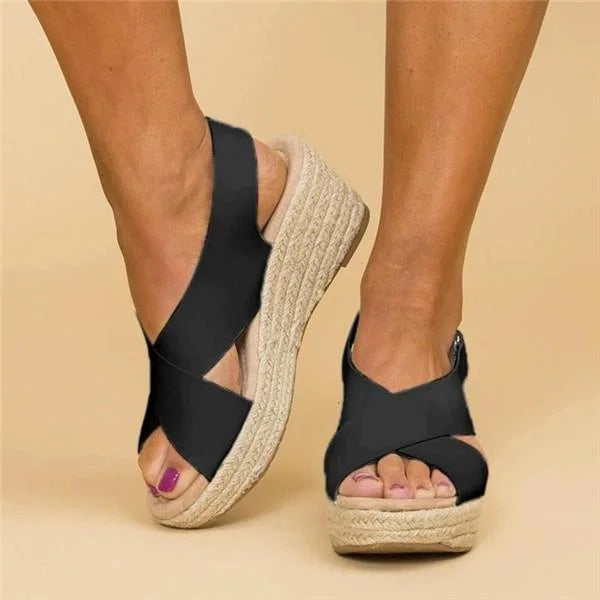 Women’s Wedges with Cross Straps & Espadrille Sole | Summer