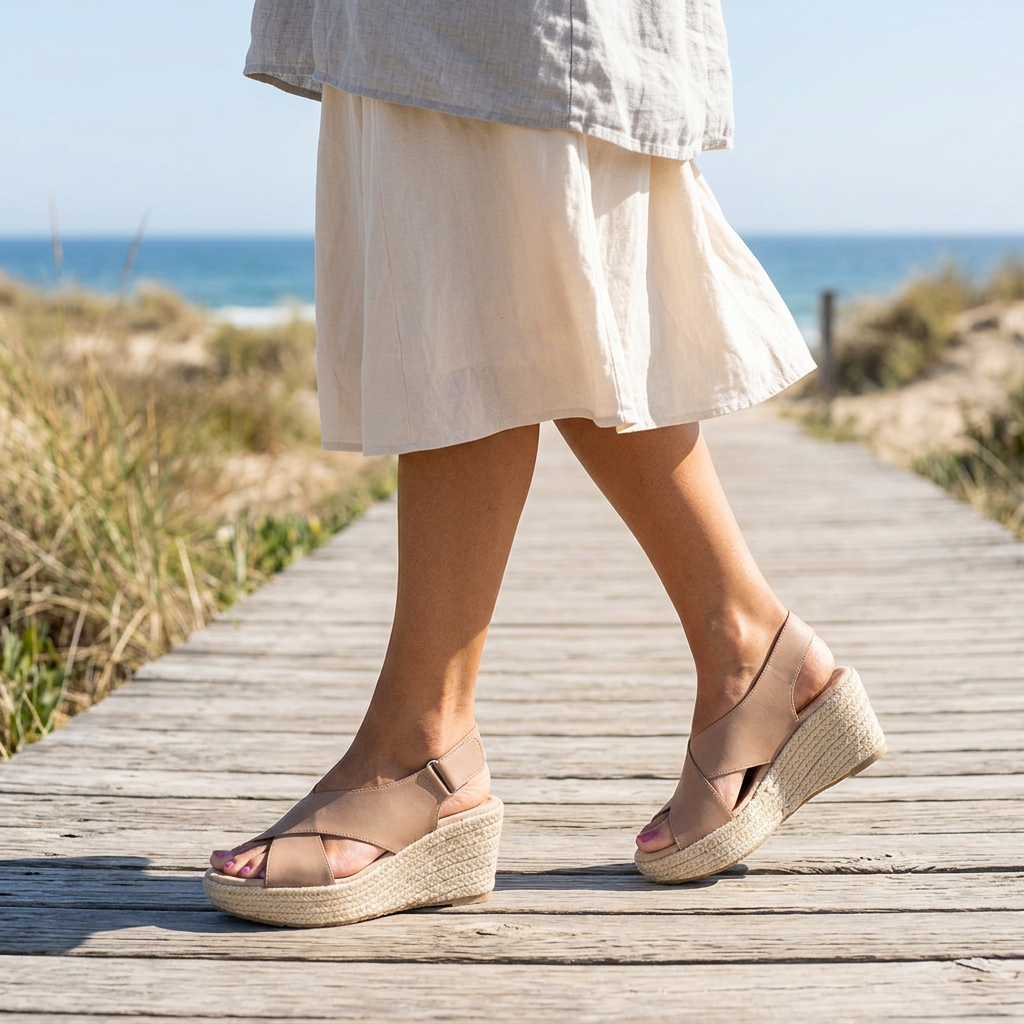 Women’s Wedges with Cross Straps & Espadrille Sole | Summer