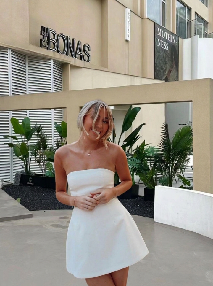 Women's White Dress Strapless | Mini