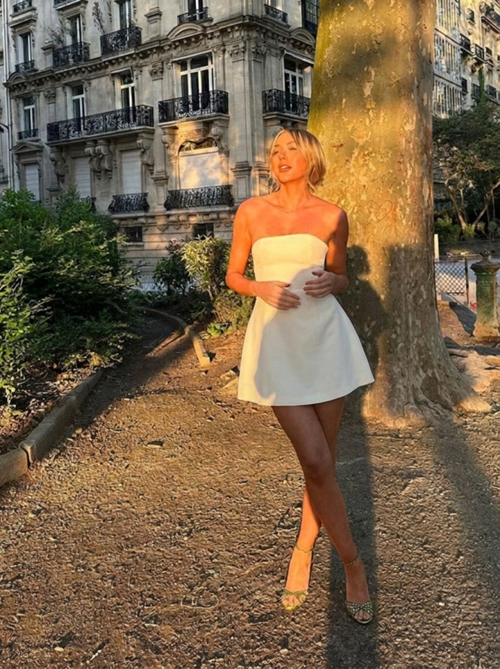 Women's White Dress Strapless | Mini