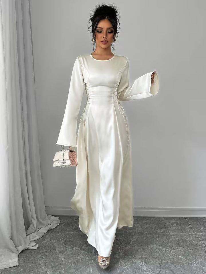 Women's White Dress with Bell Sleeve | Formal Maxi