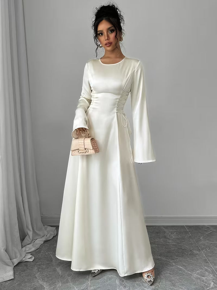 Women's White Dress with Bell Sleeve | Formal Maxi