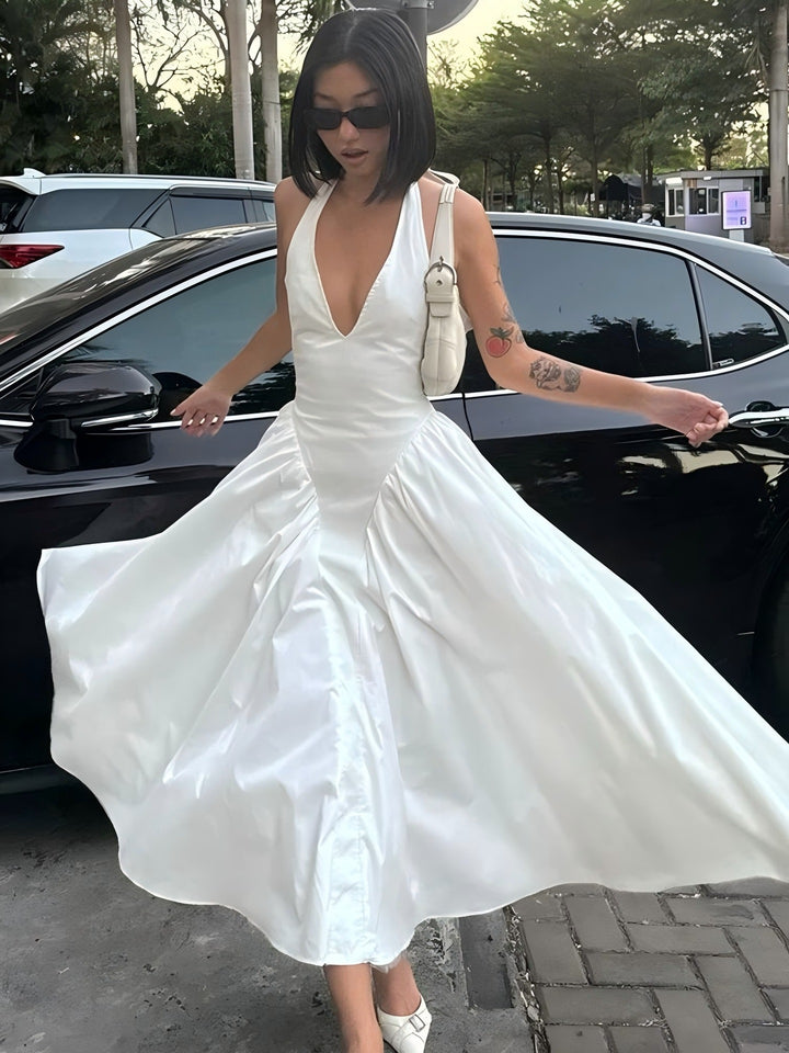 Women's White Dress with Halter Neck | Formal