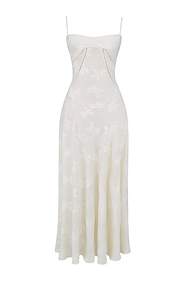 Women's White Dress with Lace-Up Back | Maxi