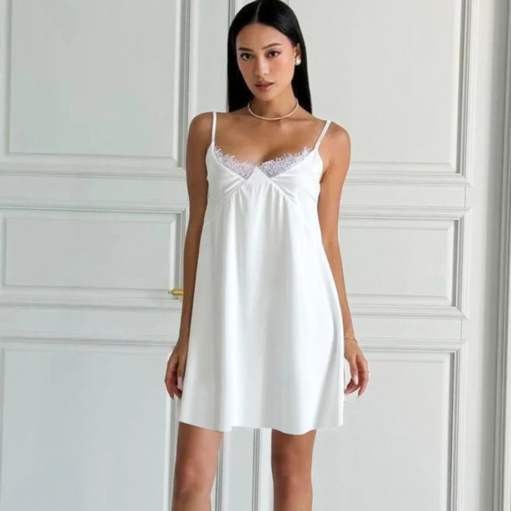 Women's White Mini Dress V-Neck Cami | Slip