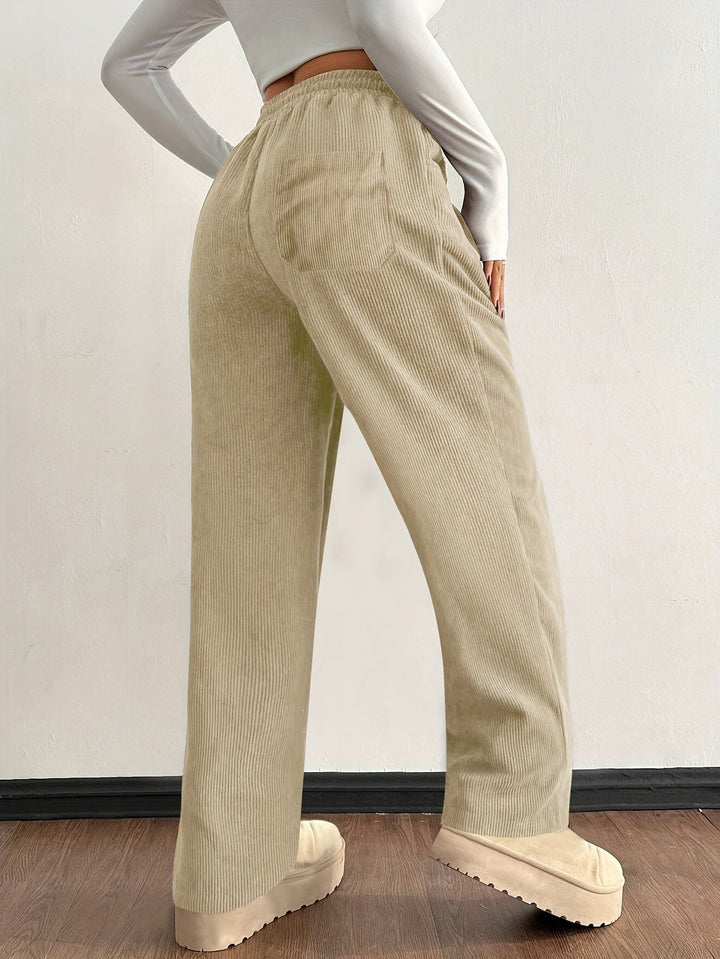 Women's Wide Leg Corduroy Pants with Pockets | Baggy