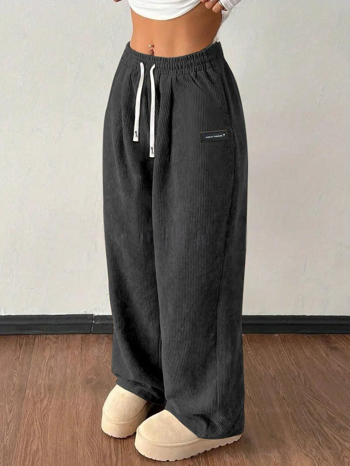 Women's Wide Leg Corduroy Pants with Pockets | Baggy