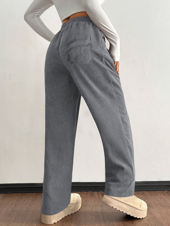 Women's Wide Leg Corduroy Pants with Pockets | Baggy