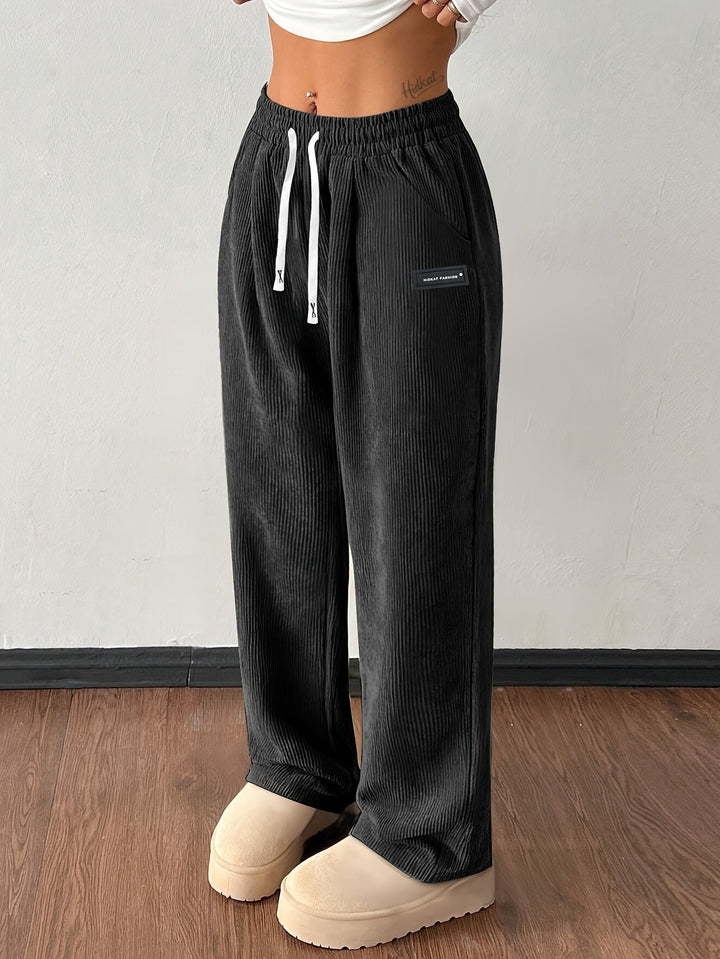 Women's Wide Leg Corduroy Pants with Pockets | Baggy