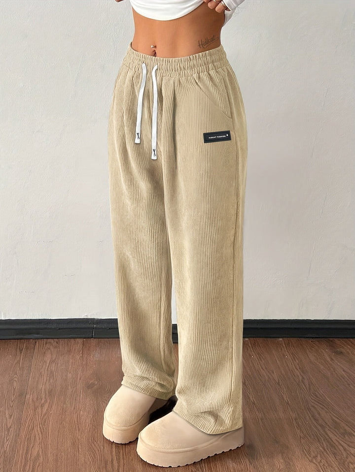 Women's Wide Leg Corduroy Pants with Pockets | Baggy