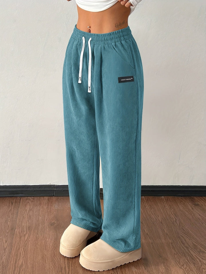 Women's Wide Leg Corduroy Pants with Pockets | Baggy