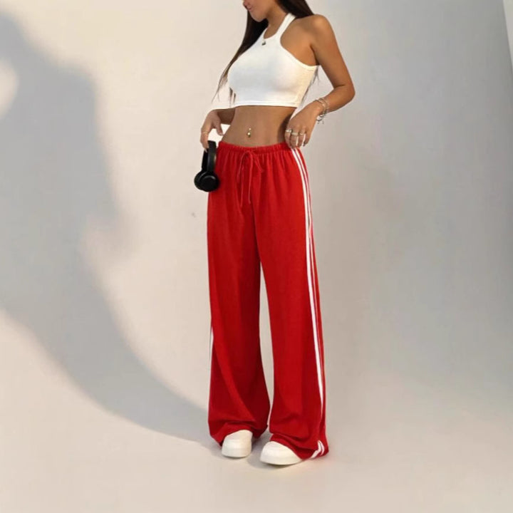Women's Wide Leg Trackpants with Drawstring | Baggy