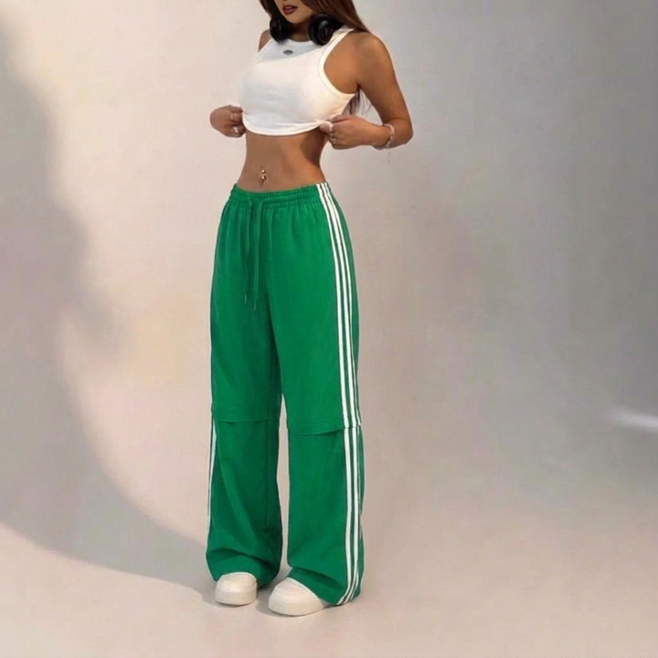 Women's Wide Leg Trackpants with Drawstring | Baggy