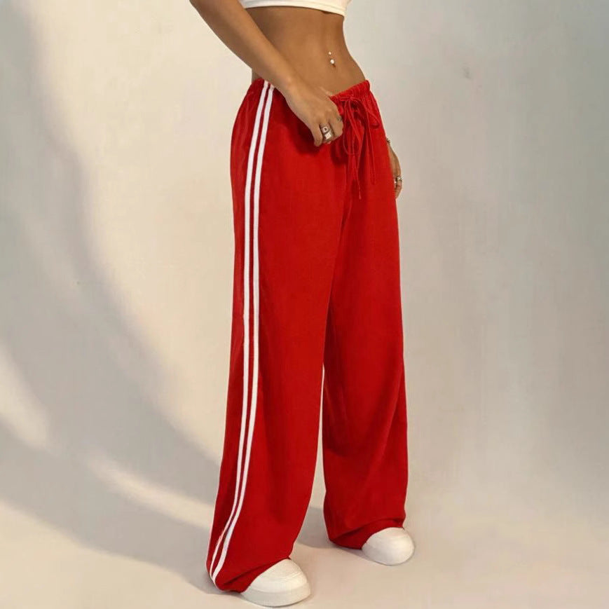Women's Wide Leg Trackpants with Drawstring | Baggy