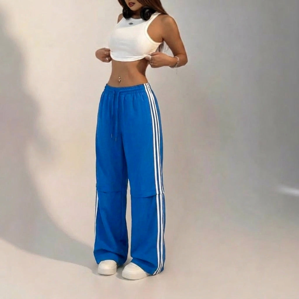 Women's Wide Leg Trackpants with Drawstring | Baggy