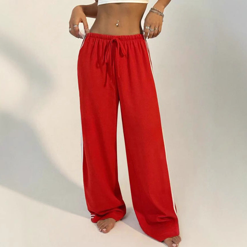 Women's Wide Leg Trackpants with Drawstring | Baggy