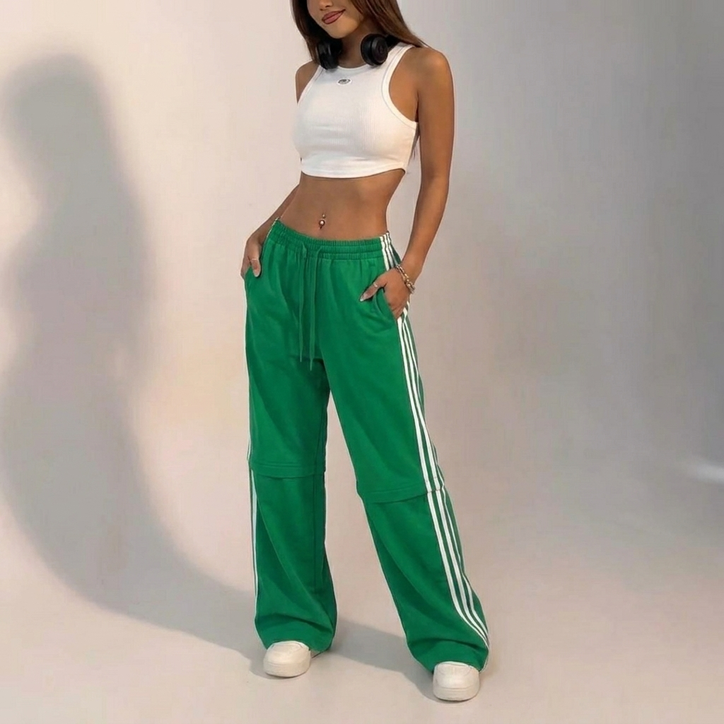 Women's Wide Leg Trackpants with Drawstring | Baggy