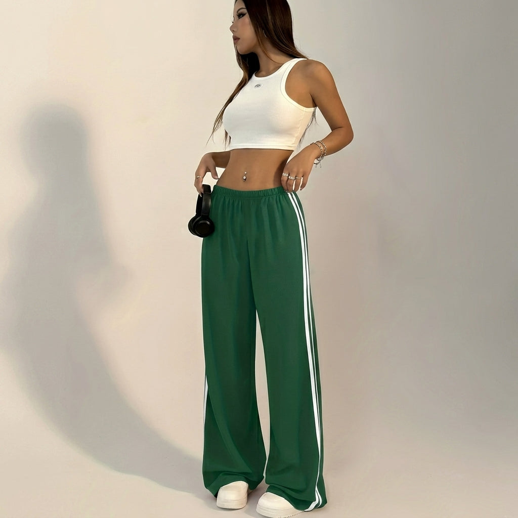 Women's Wide Leg Trackpants with Drawstring | Baggy