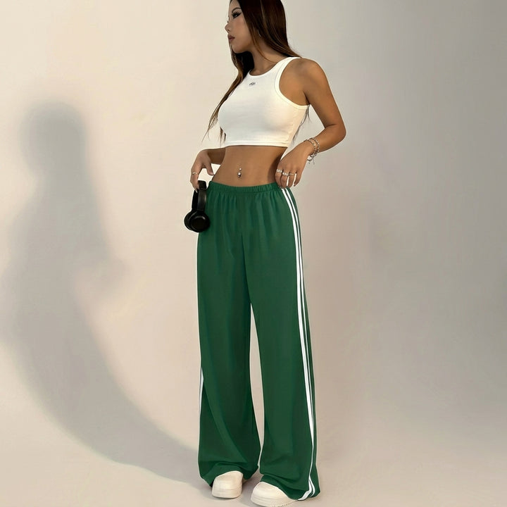Women's Wide Leg Trackpants with Drawstring | Baggy