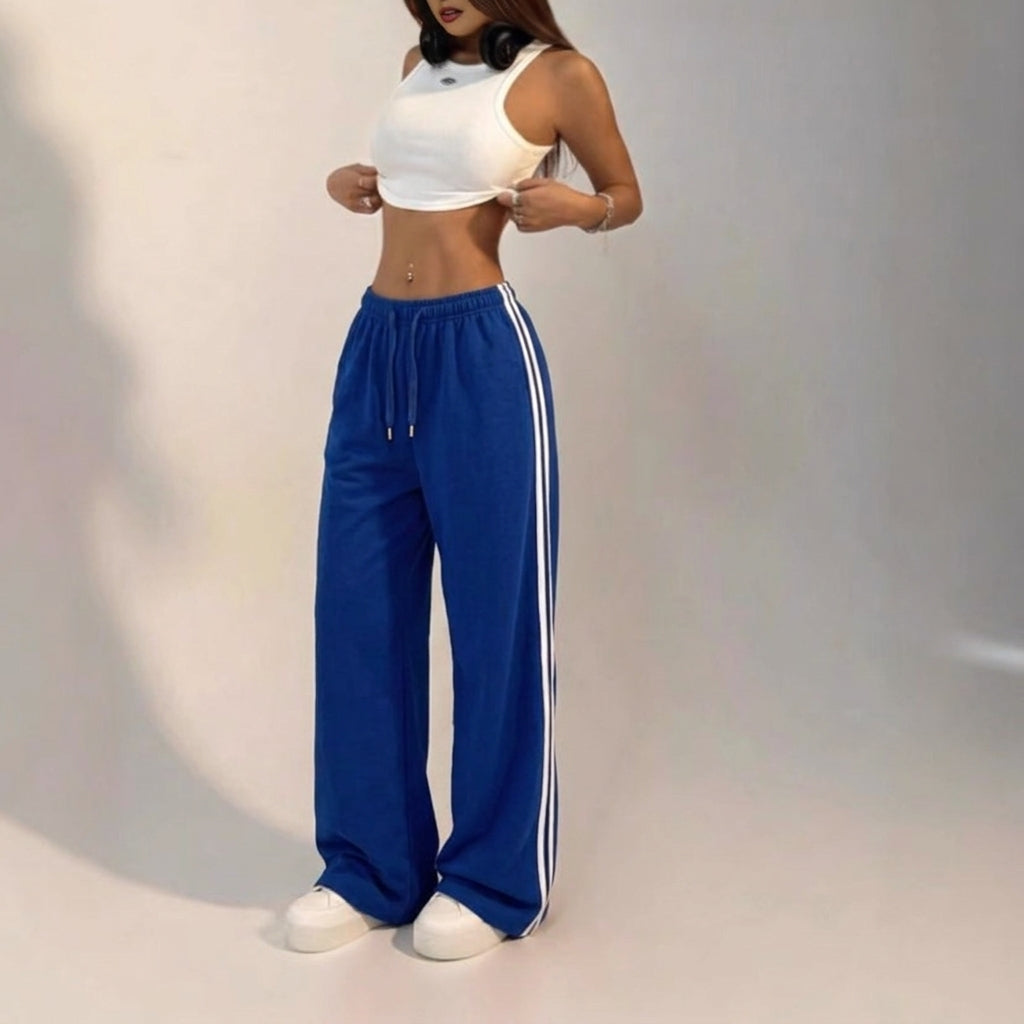 Women's Wide Leg Trackpants with Drawstring | Baggy