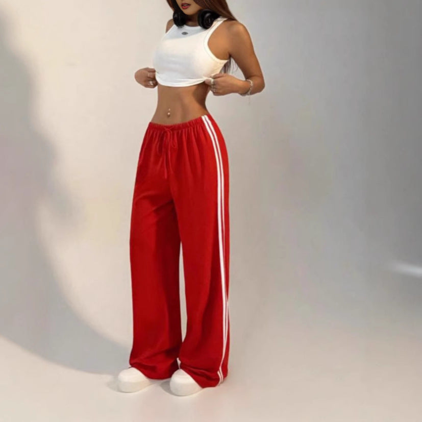 Women's Wide Leg Trackpants with Drawstring | Baggy