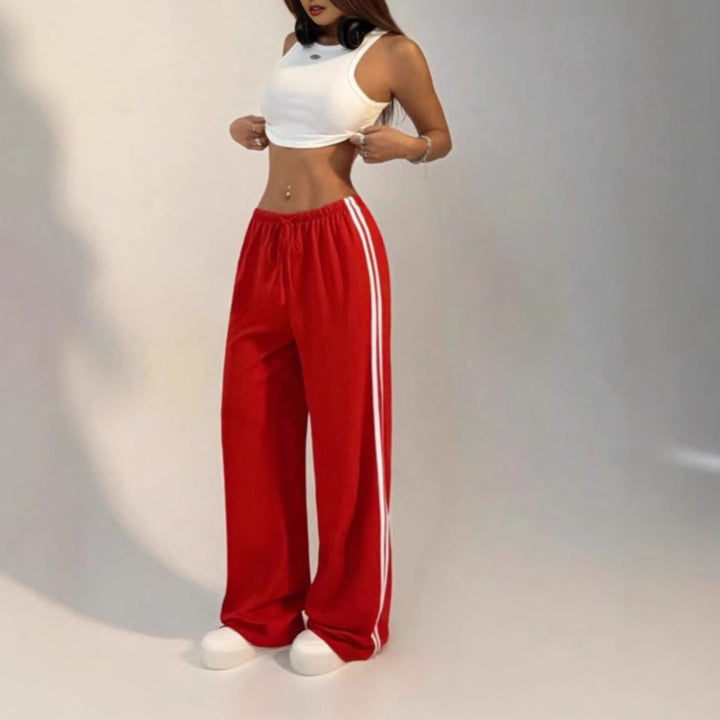 Women's Wide Leg Trackpants with Drawstring | Baggy