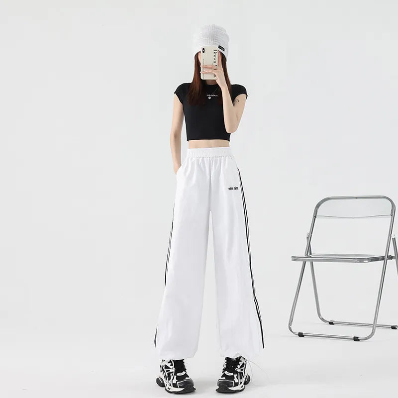 Women's Wide Leg Trackpants with Side Stripe | Casual