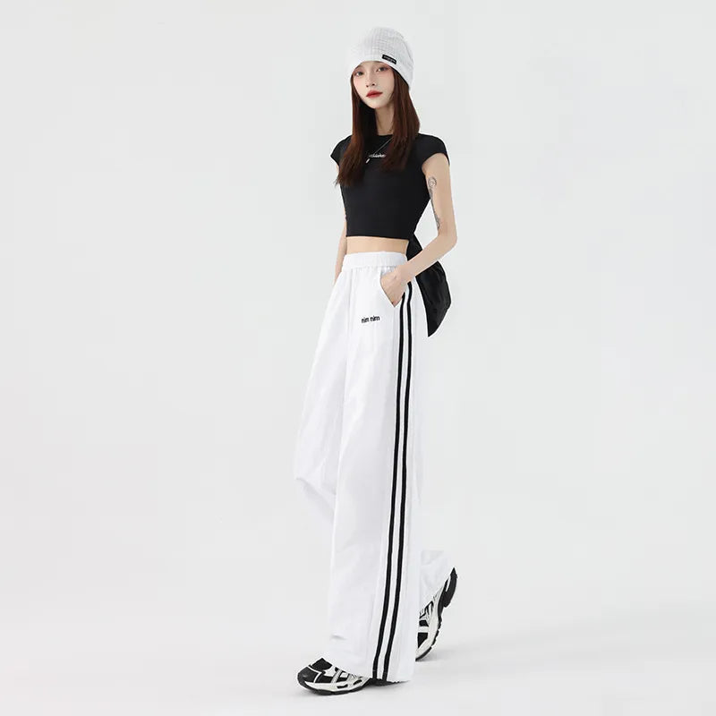 Women's Wide Leg Trackpants with Side Stripe | Casual