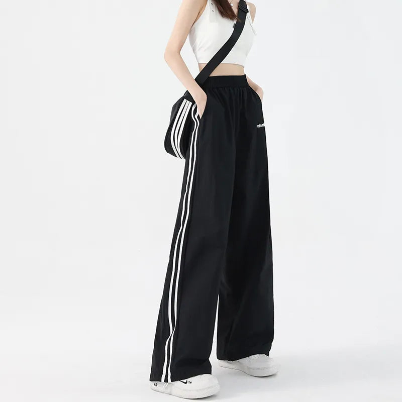 Women's Wide Leg Trackpants with Side Stripe | Casual