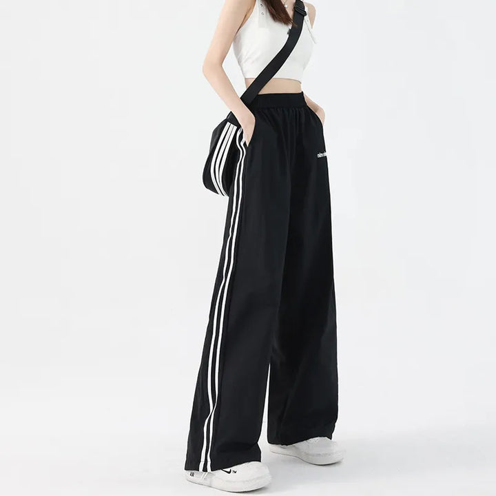 Women's Wide Leg Trackpants with Side Stripe | Casual
