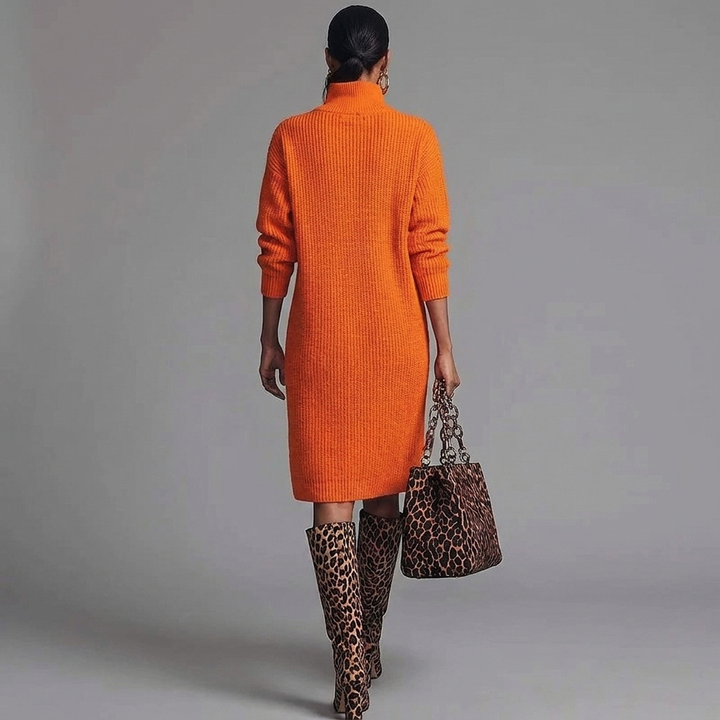 Women's Winter Dress Midi Turtleneck | Casual