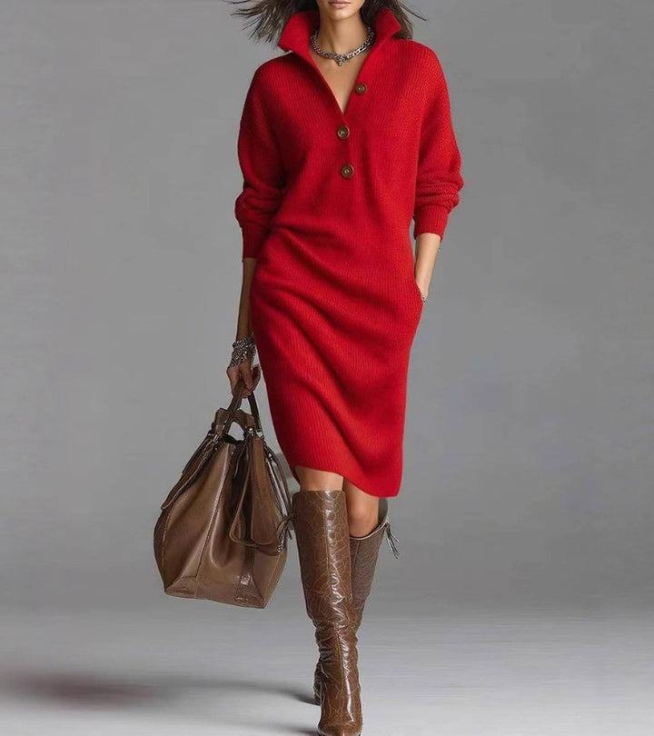 Women's Winter Dress Knit Midi Turtleneck | Casual