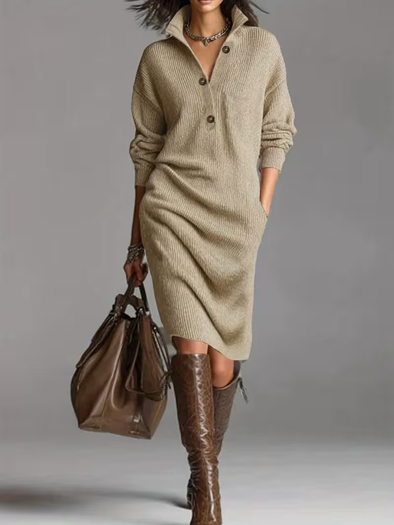 Women's Winter Dress Knit Midi Turtleneck | Casual