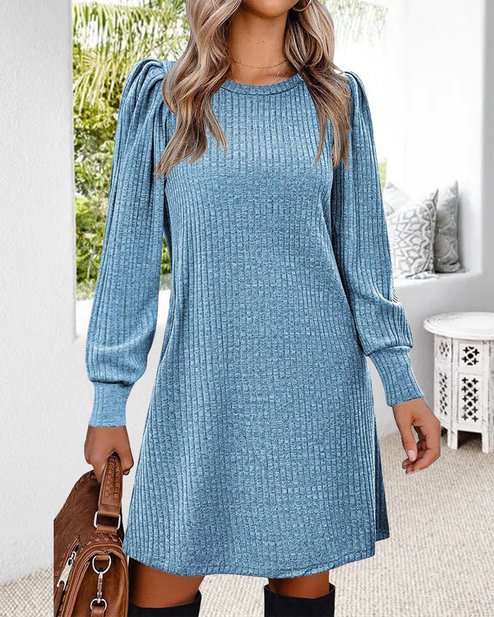 Women's Winter Dress with Puff Sleeve | Mini