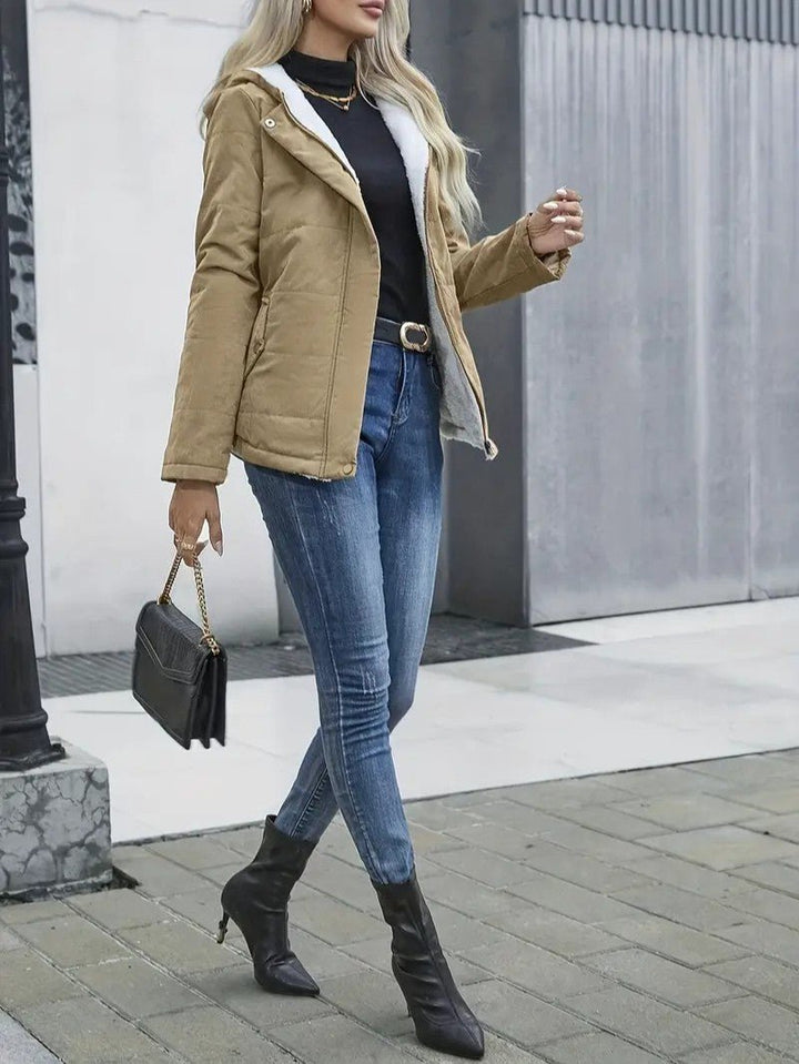 Women's Winter Jacket Hooded Zip-Up | Lined