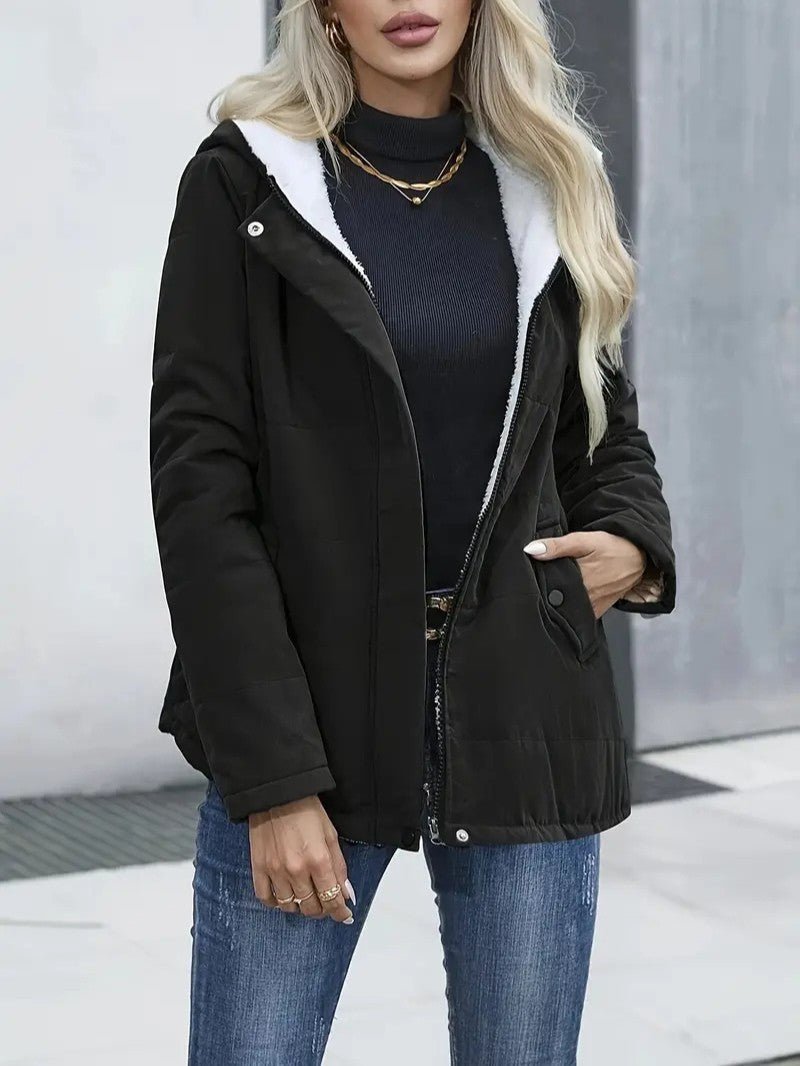 Women's Winter Jacket Hooded Zip-Up | Lined