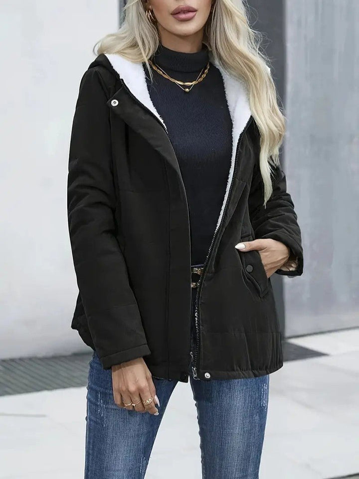Women's Winter Jacket Hooded Zip-Up | Lined