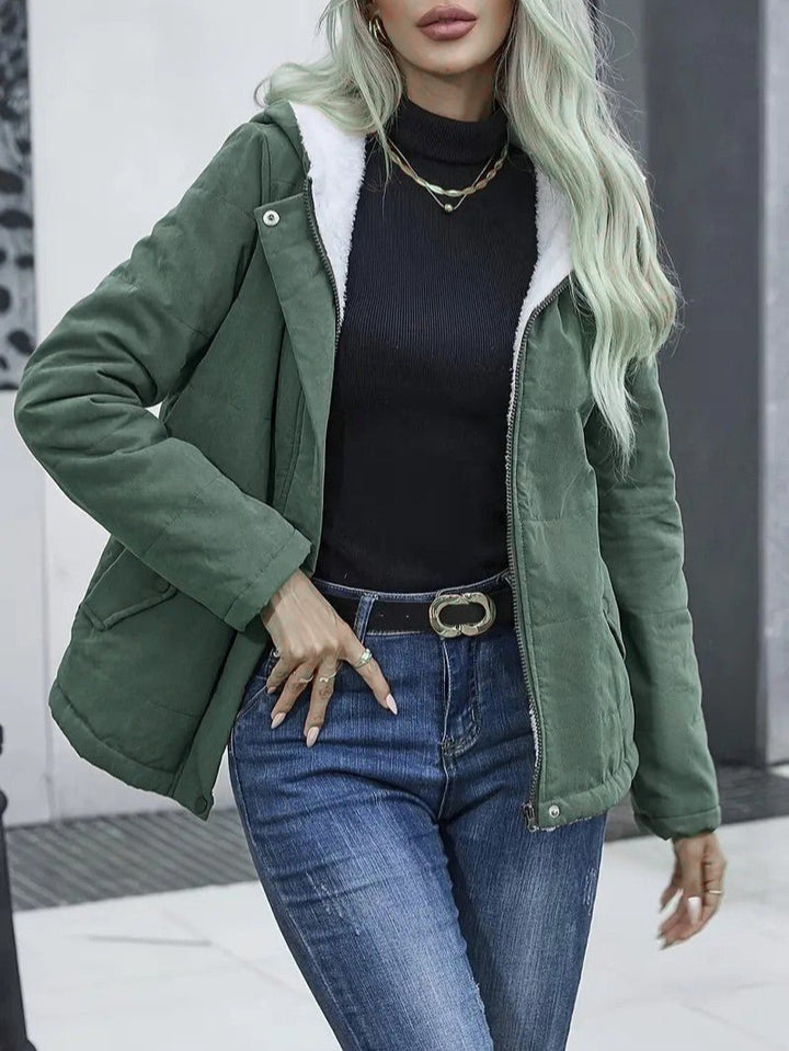 Women's Winter Jacket Hooded Zip-Up | Lined
