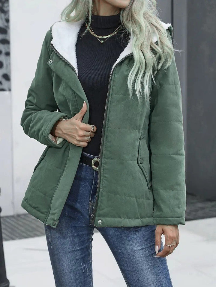 Women's Winter Jacket Hooded Zip-Up | Lined