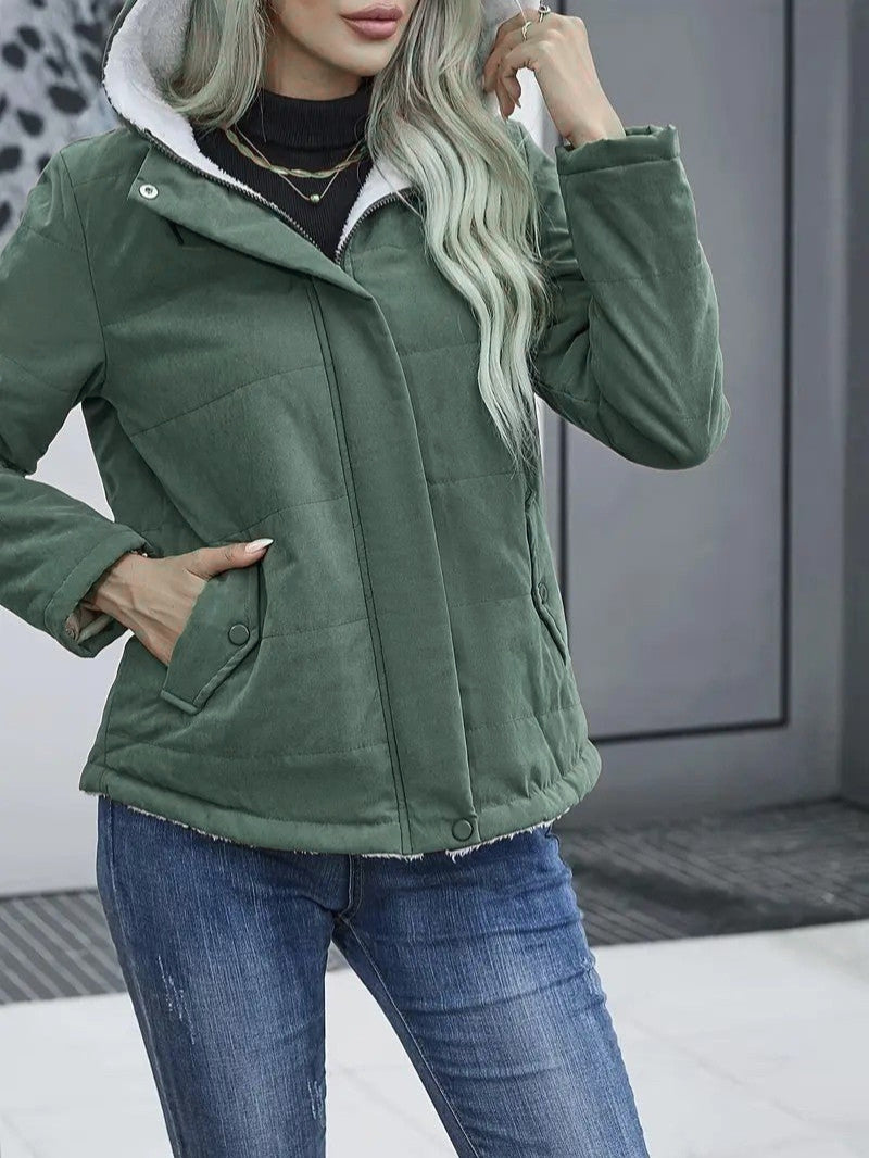 Women's Winter Jacket Hooded Zip-Up | Lined