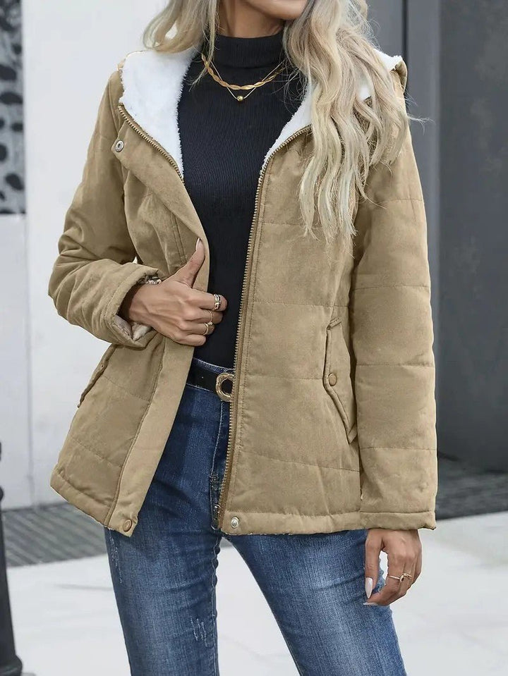 Women's Winter Jacket Hooded Zip-Up | Lined