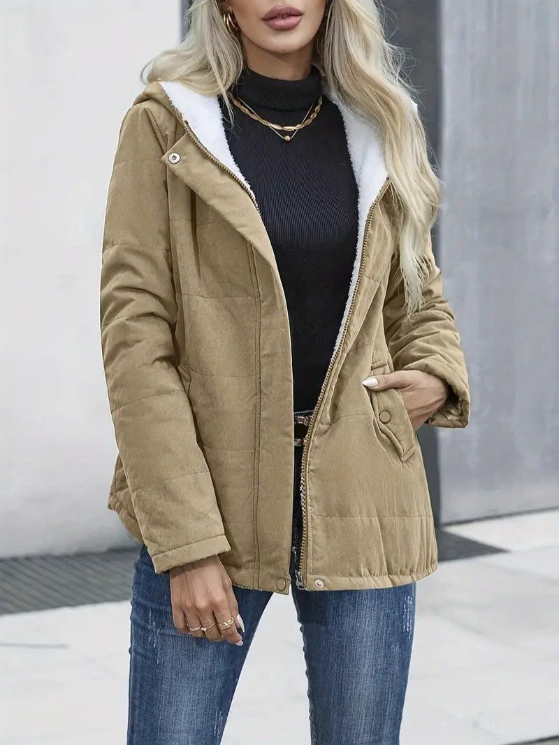 Women's Winter Jacket Hooded Zip-Up | Lined